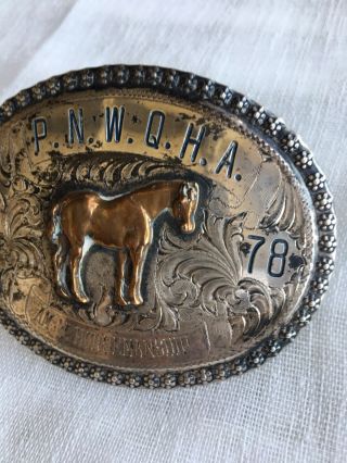 Vintage WAGE SOLID STERLING SILVER BELT BUCKLE With Horse.  1978.  A Beauty 3