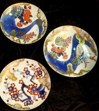 Very Rare Vintage Oriental Hand Painted Decorative Signed Platters - Set Of 3