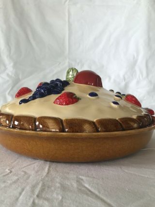 Vintage French Ceramic Pie/torte Holder W/decorative Fruits - - Perfect For Summer