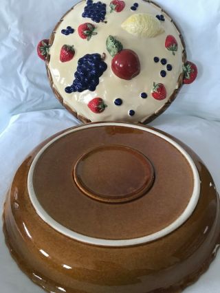 Vintage French Ceramic Pie/Torte Holder w/Decorative Fruits - - Perfect for Summer 8