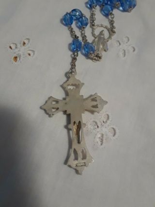 Vintage Sterling Silver And Blue Crystal Rosary 2