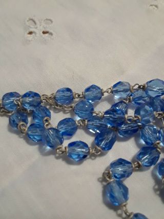 Vintage Sterling Silver And Blue Crystal Rosary 3