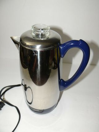 Vintage Fiesta Blue Electric Coffee Pot Percolator 12 Cups Model Dep - 1200