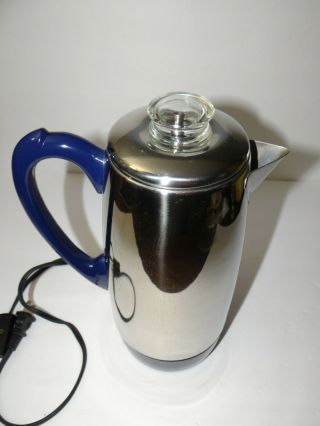 Vintage Fiesta Blue Electric Coffee Pot Percolator 12 Cups Model DEP - 1200 4