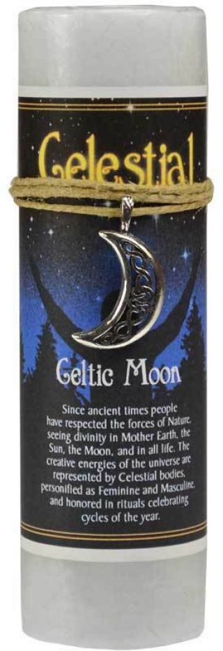 Celtic Moon Pillar Candle With Ritual Necklace Wiccan Pagan Witchcraft Altar