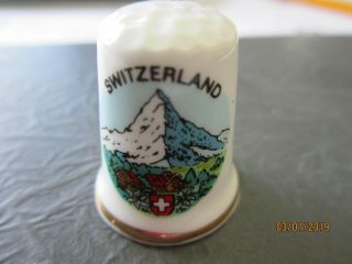 Switzerland Mountain Elps Village Fine Bone China Thimble Vintage 1 "