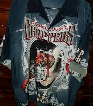 Vintage Orange County Choppers Button Up Shirt Mens Xxl Casual Biker Motorcycle