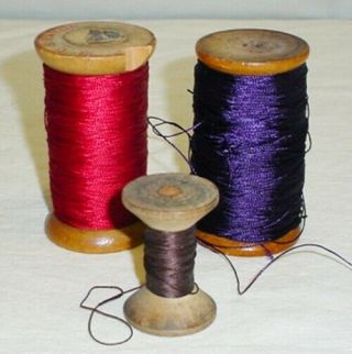 3 Antique Vintage Wood Spools Bobbin Thread Spindle Sewing Candle Holder Wooden