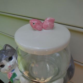 Vintage Cat with Fish Bowl Cookie Jar Treasure Craft Co. 2