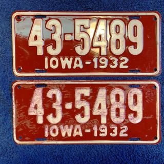 1932 Harrison County Iowa Automobile License Plate Pair,