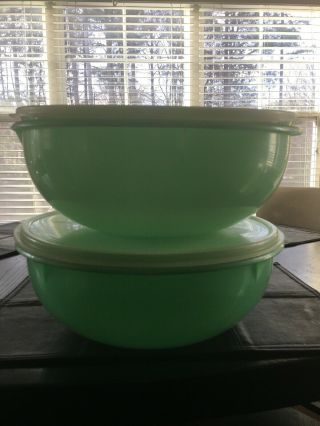 Vintage Tupperware Fix - N - Mix® Bowl Millionaire Line Clear Lid 274 & 224 Green