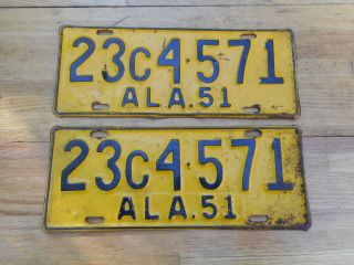 Covington County Alabama 1951 License Plate Tags Car Truck Matching 23c 4 - 571