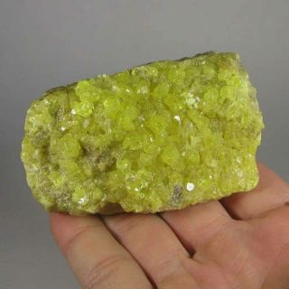 3.  1 " Yellow Sulfur Crystals Cluster - El Desierto Mine,  Bolivia