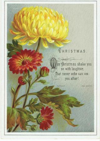 2 X Pretty Victorian Christmas Greetings Cards Flowers Chrysanthemums 1 X Emboss