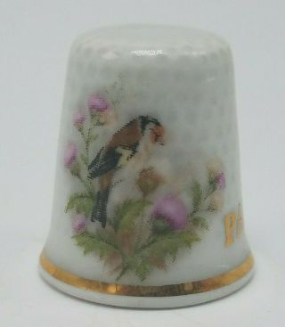 Vintage Hand Painted Porcelain Thimble - Limoges Paris France Gold Trim & Birds