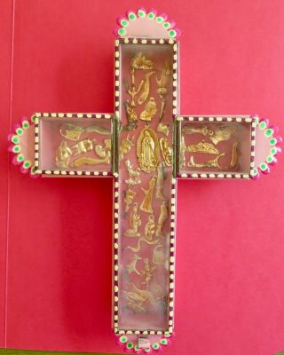 Vintage Unique Hand Crafted Mexican Cross - Estate