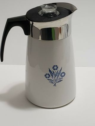 Vintage Stove Top Corning Ware 10 - Cup Blue Cornflower Coffee Pot P - 149