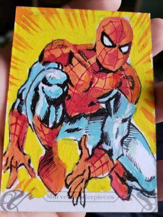 2018 Marvel Masterpieces Sketch Cards Spiderman By Jeff Zapata