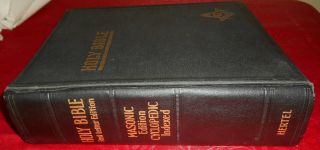 Large 1955 Hertel Masonic Edition Bible Red Letter Pictorial Cyclopedic Indexed 2