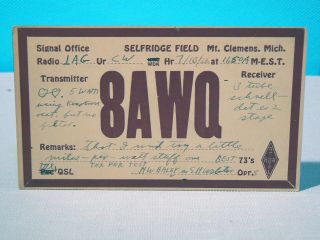 1926 Ham Radio Qsl Card - 8awq,  Mt.  Clemens,  Mi