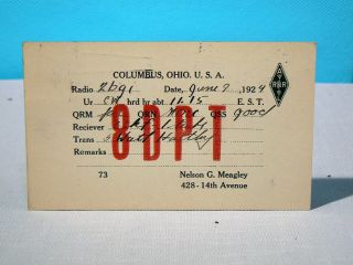 1924 Ham Radio Qsl Card - 8dpt,  Columbus,  Oh