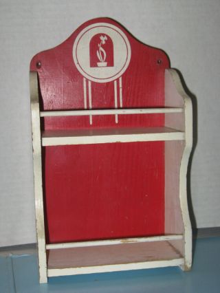 Small Vintage Kitchen Spice Rack 10 " X 6 " X 3 " Wood Red And White