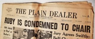 March 15,  1964 Cleveland Plain Dealer Newspaper Jack Ruby Condemned JFK S&H 3
