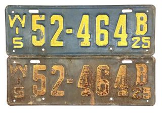 1925 Wisconsin License Plate Pair 52 - 464