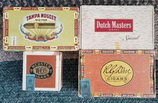 Collector 4 Vintage Cigar Boxes R Hard Compressed Cardboard,  Empty,  4 For 1 Price