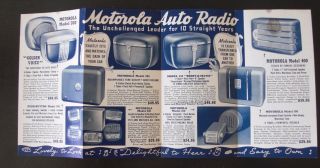 Great 1940 Motorola Auto Radio Sales Brochure Advertisement - Quad Fold Ad