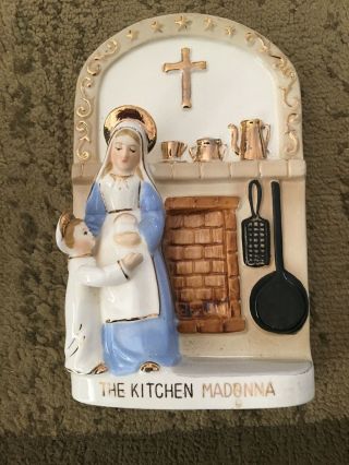 Vintage The Kitchen Madonna Wall Hanging Ceramic Plaque Religion Catholic