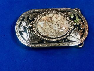 Quality Western Vintage,  Real Or Faux Stone Centerpiece Belt Buckle