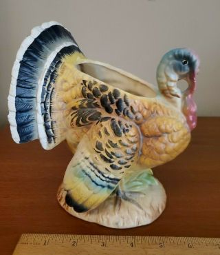 Relpo Tom Turkey Planter Thanksgiving Hand Painted Ceramic Vintage Japan
