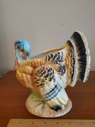 Relpo Tom Turkey Planter Thanksgiving Hand Painted Ceramic Vintage Japan 3
