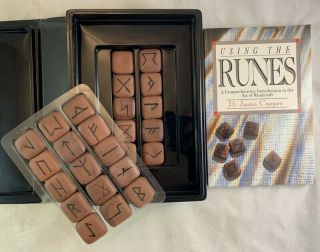 Using The Runes Book & Set Of 25 Rune Stones Divination Tablets