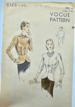 Vintage Vogue Sewing Pattern 1940 