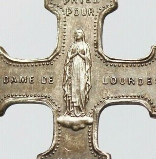 Antique Cross Pendant Of The Religious Art Blessed Mary Our Lady Of Lourdes