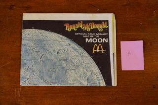 Vintage 1969 Official Rand Mcnally Ronald Mcdonald Map Of The Moon Apollo Poster