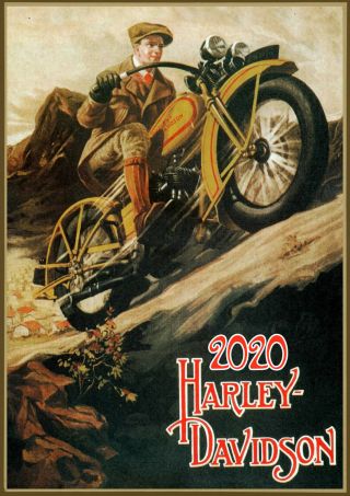2020 Wall Calendar [12 Pages] Harley Davidson Bike Moto Vintage Ads Poster M543