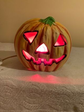 Relpo Vintage Halloween Light Up Pumpkin Jack O Lantern Planter -