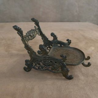Vintage Brass Cup And Saucer Holder Metal Scroll Detail Display Stand Tea Coffee