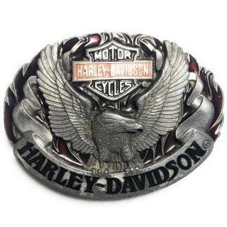 Vintage 1992 Harley Davidson Siskiyou Belt Buckle Usa Eagle 3d Vtg Retro 90s