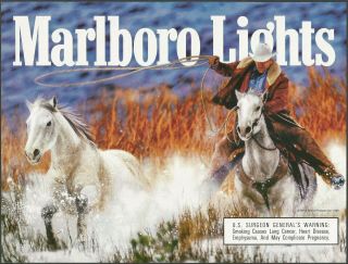 Marlboro Lights Cigarettes - White Horses - 1999 Print Ad