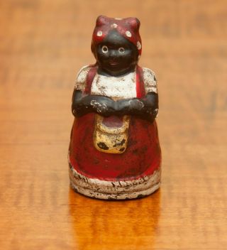 Rare Small Vintage 3” Cast Iron Aunt Jemima Coin Still Bank With Red Apron.