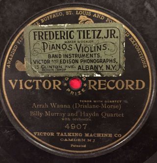 Victor Record 1 Sided 78 Rpm Phonograph Record W Dealer Label 4907 Billy Murray