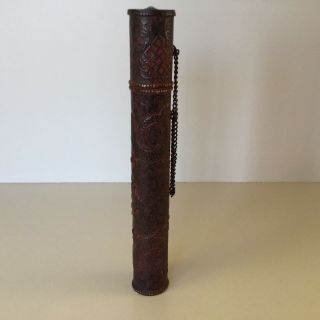 Vintage Tibetan Brass 10 1/4 " Incense Holder // Ornate Detailed