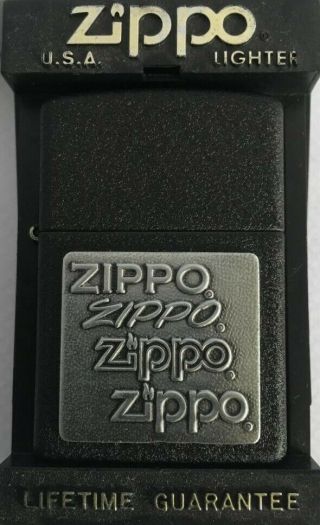 Zippo Pewter Emblem Black Crackle Lighter 362 - Boxed