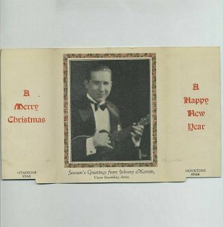 Vintage Die Cut Fold - Open Christmas Card JOHNNY MARVIN Musician Vitaphone wz5454 3