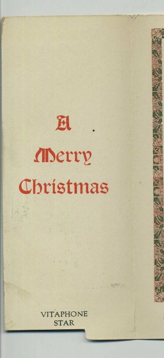 Vintage Die Cut Fold - Open Christmas Card JOHNNY MARVIN Musician Vitaphone wz5454 5