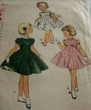 Vintage Simplicity Pattern 4878 - Toddler Girl Dress Sz 2 - Complete -
